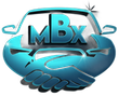 Blue car-shaped logo with the letters “MBx” above a handshake icon