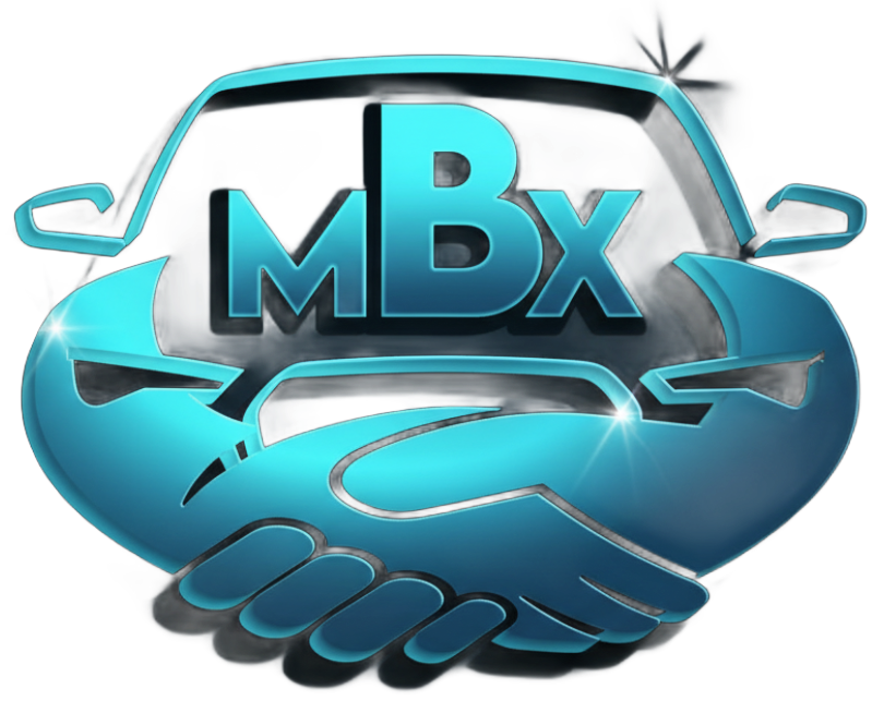 Blue car-shaped logo with the letters “MBx” above a handshake icon