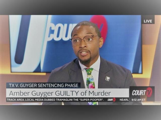Court TV broadcast: Man in suit speaks on the Amber Guyger murder sentencing phase. 