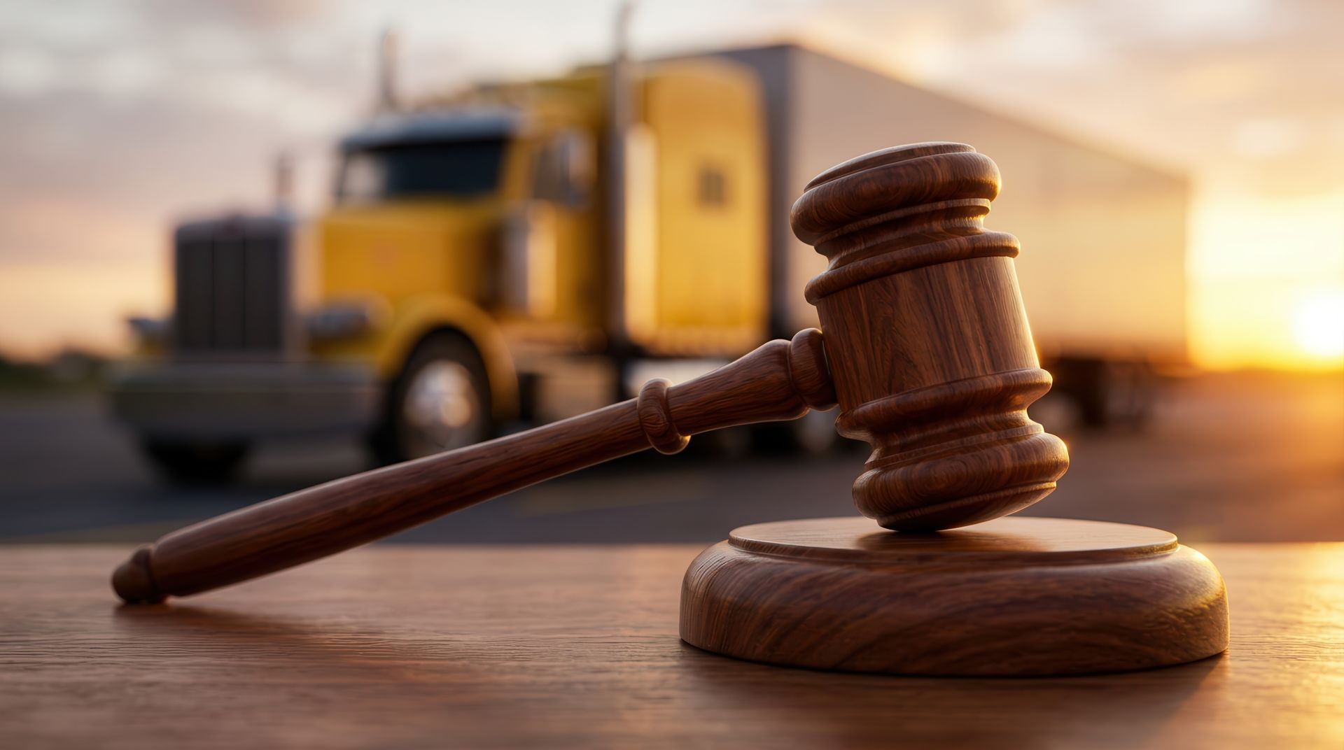 A wooden judge gavel symbolising a truck accident legal claim and liability.