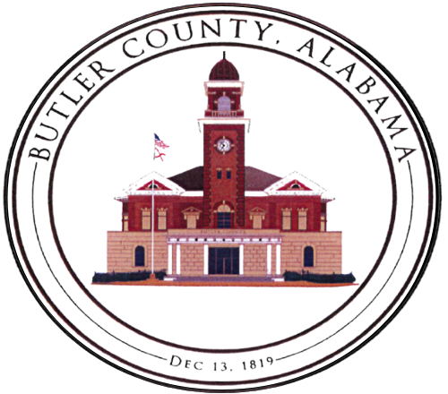Butler County, Alabama seal featuring a courthouse and the date December 13, 1819.