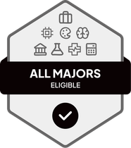 Badge with All Majors Eligible text 