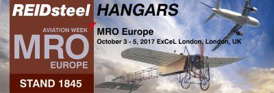 A poster for reidsteel hangars europe aviation week