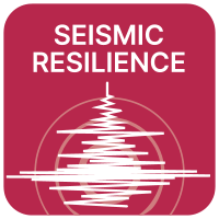 A red square with the words seismic resilience on it