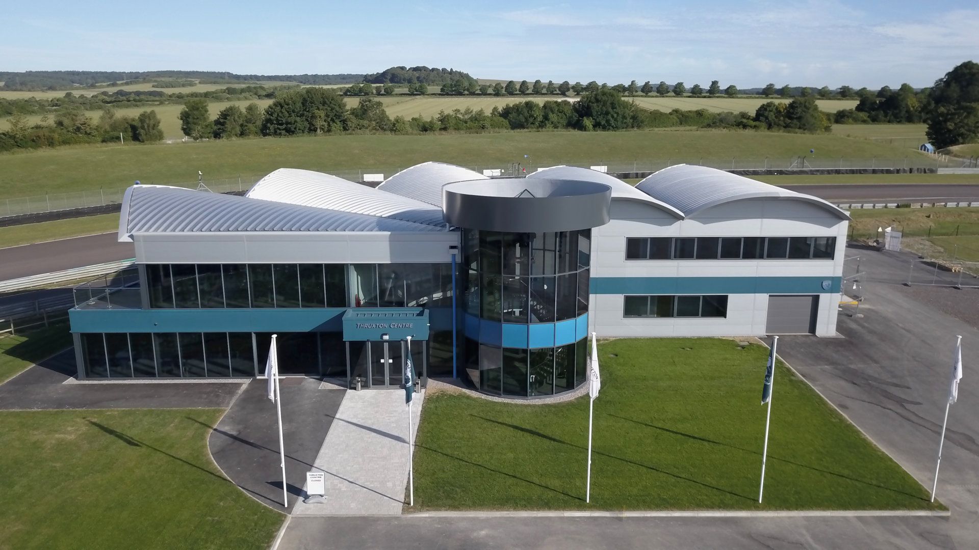An aerial view of a large building with a lot of windows