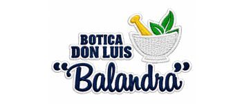 The logo for botica y farmacia don luis balandra