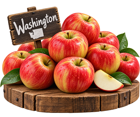 Michigan Honeycrisp apples in a wooden crate at Joe's Produce