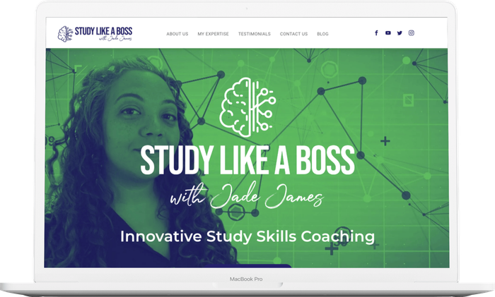 Study Like a Boss website displayed on a Macbook Air