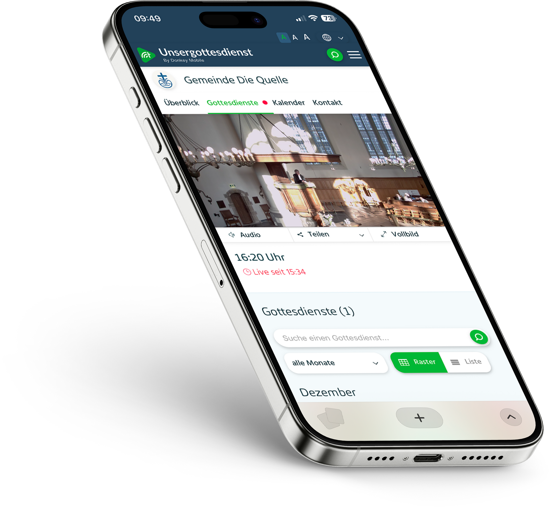 Een mobiele telefoon met daarop de app van Donkey Mobile geopend.