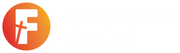 De letter f staat in een oranje cirkel met een kruis erop.