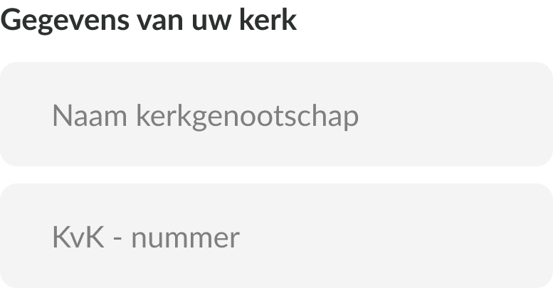 Naam kerk en kvk nummer tbv kerkapp