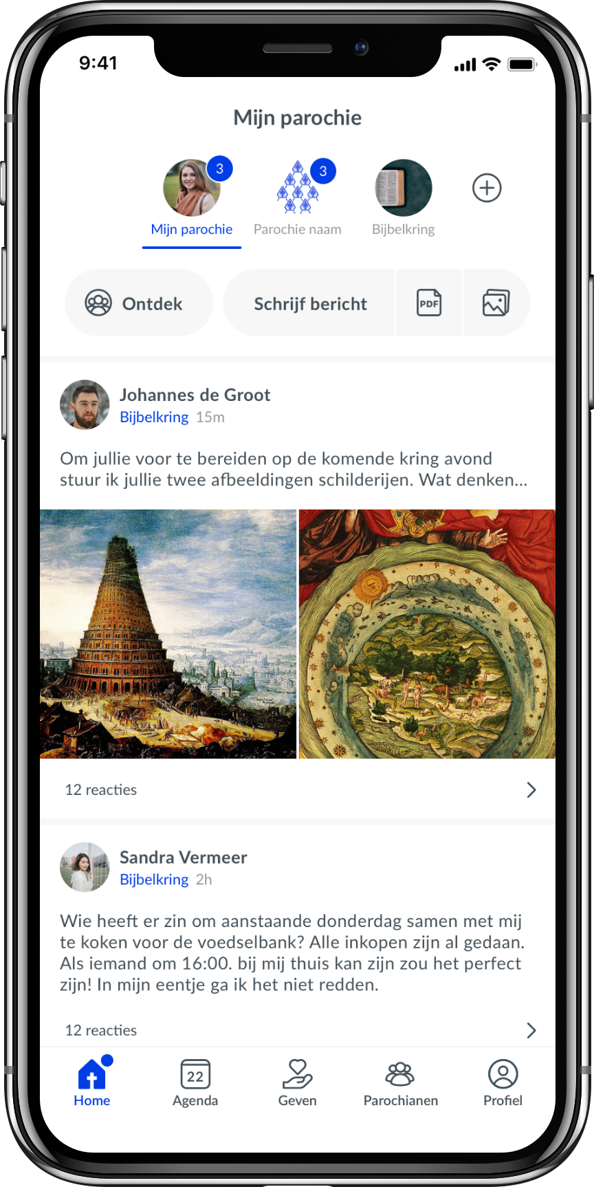 MockUp van parochie app