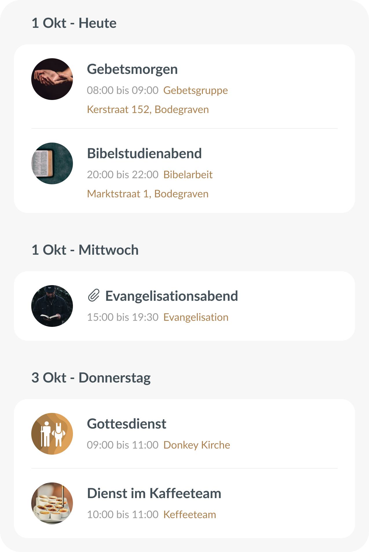 agenda in de kerk app