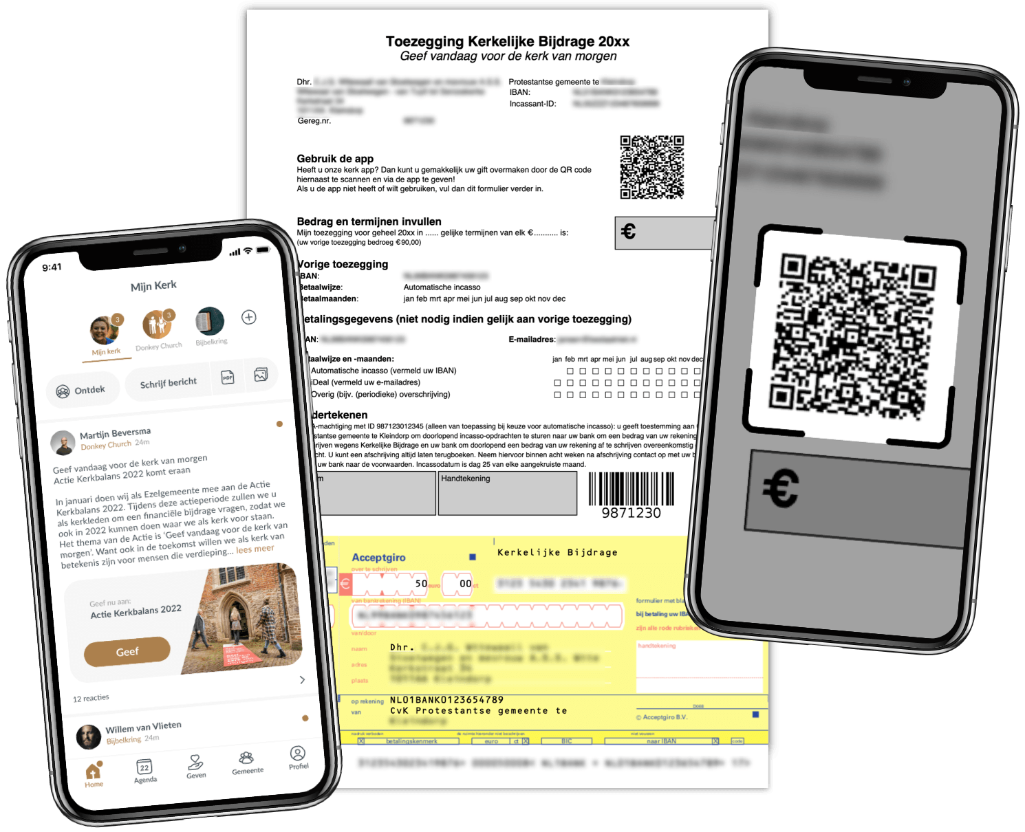 ACtie Kerkbalans met QR-code op de brief voor geven