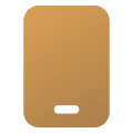 Bruin, afgerond rechthoekig pictogram met een klein wit pilvormig gleufje in het midden onderaan.