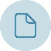 Een blauw pictogram van een vel papier in een cirkel.