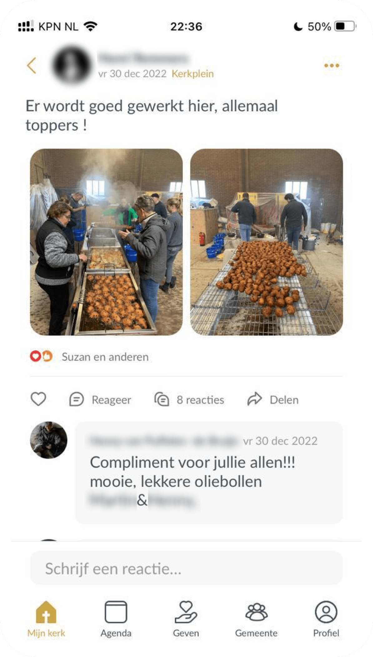Een post van een geslaagde oliebollenactie
