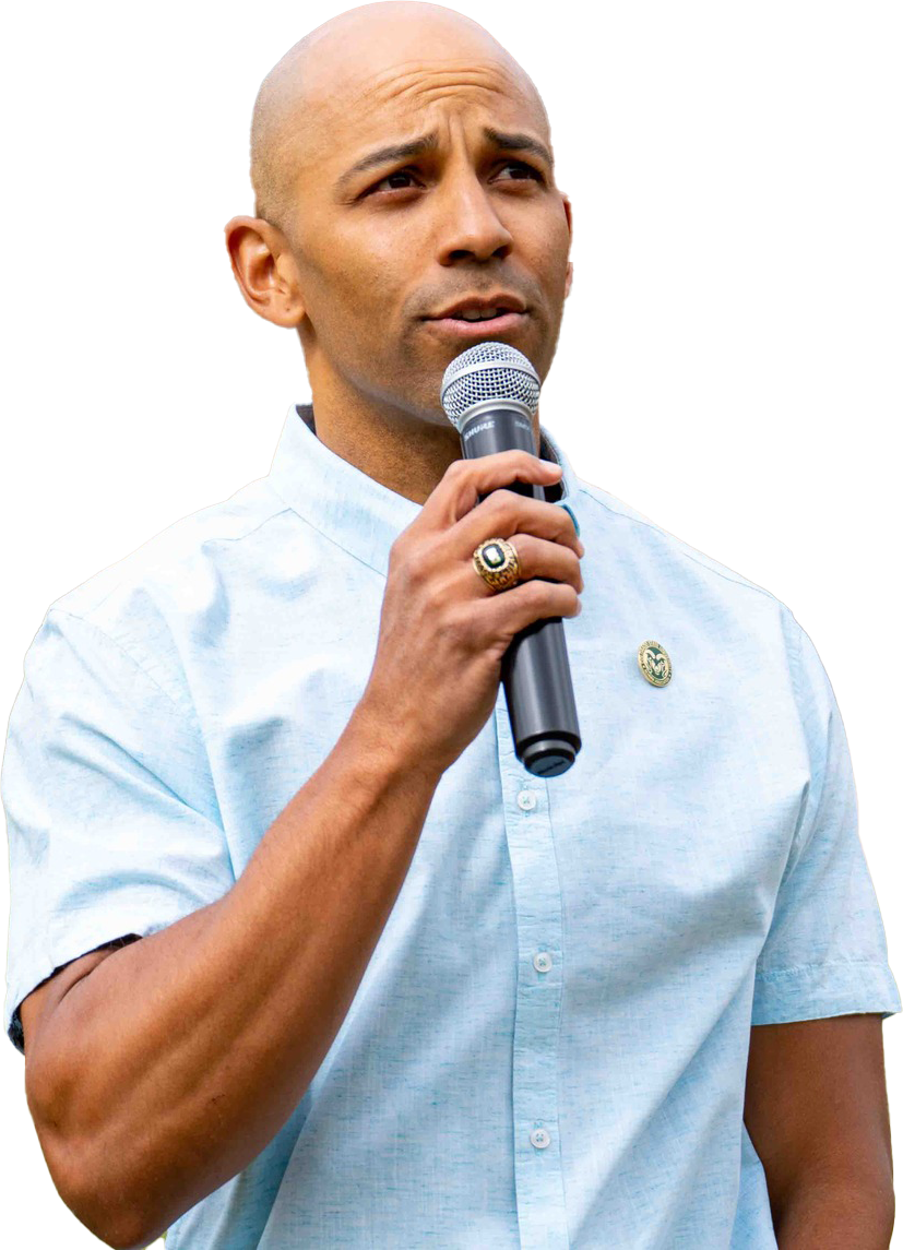 Daniel Ward holding a Mic