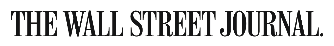 A black and white logo for the wall street journal