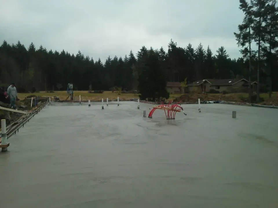 Residential concrete foundation slab pour in Lacey WA