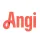 Angi logo in coral red on a white background