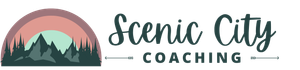 A logo for scenic city coaching is shown on a white background