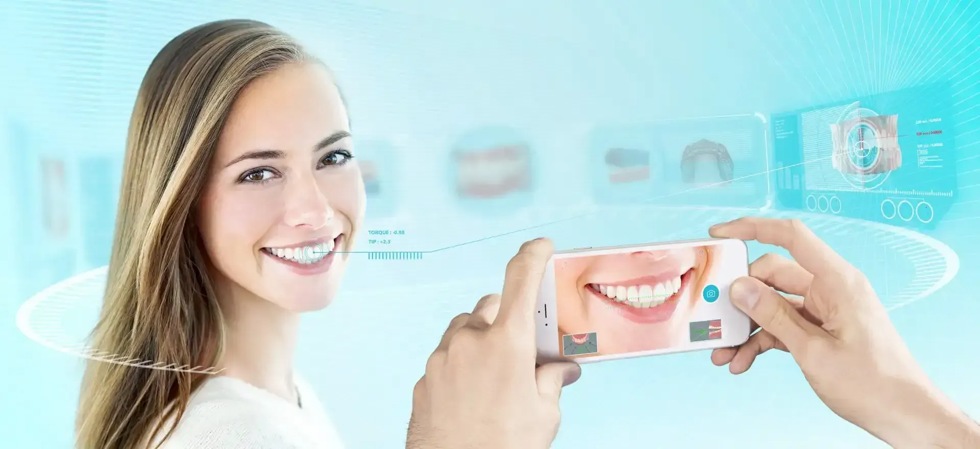 Smiling Woman Having Photo Taken Using Dental Monitoring - Duxton Dental Christchurch