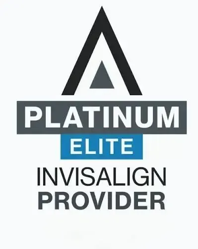 A logo for a platinum elite invisalign provider in 2023.