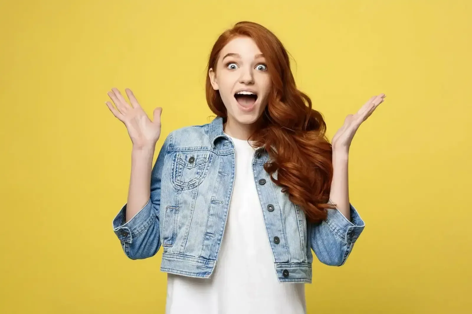 surprised red hair teenage girl