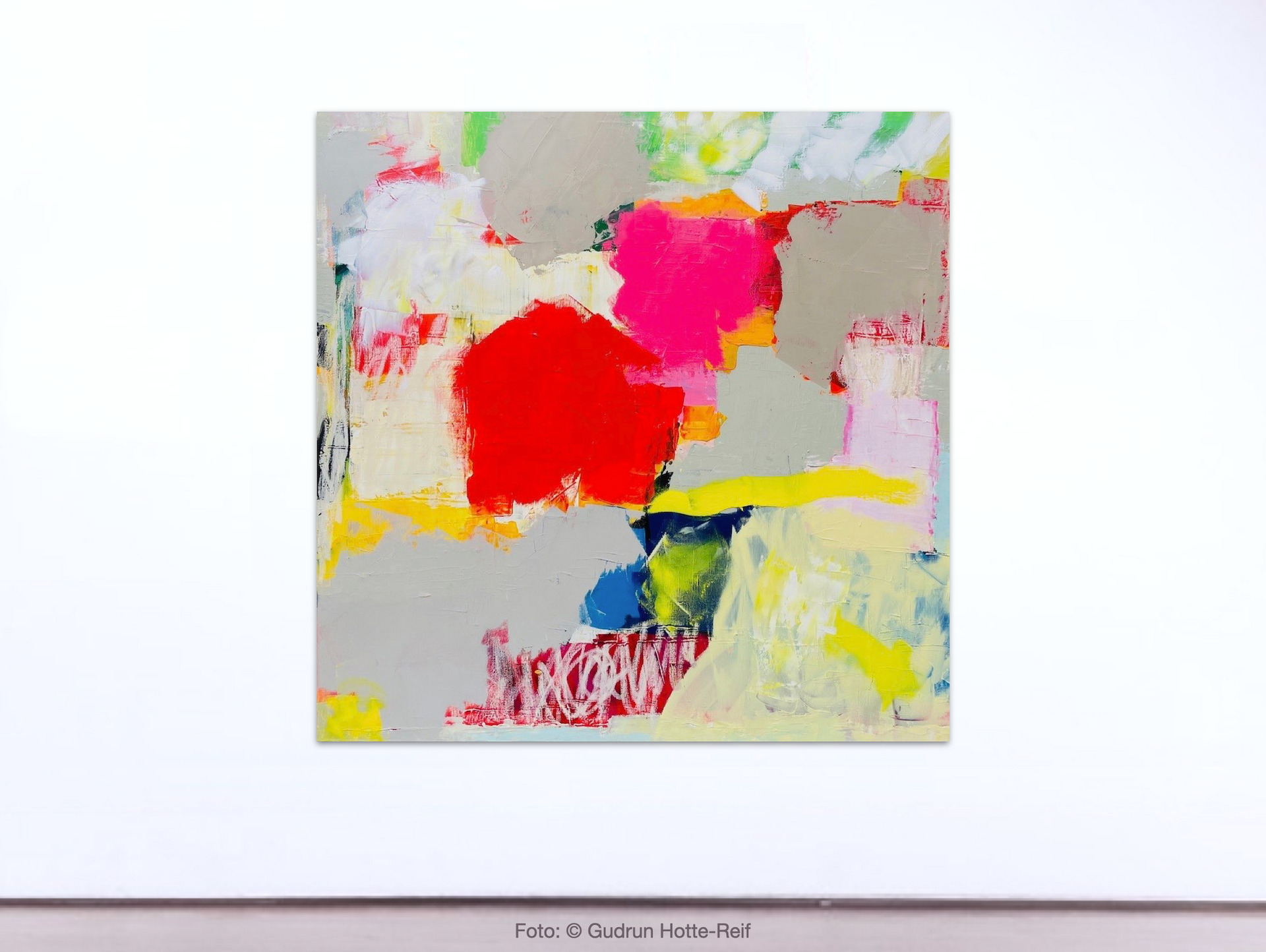 Gemäldenummer 5427, Ohne Titel, Masse 100x100x3cm, Öl, Ölkreide, Acryl auf Leinwand, Gudrun Hotte-Reif 2026