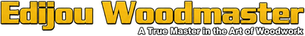 Edjou Woodmaster logo in bold yellow and black text with the tagline &ldquo;A true master of wood&rdquo;