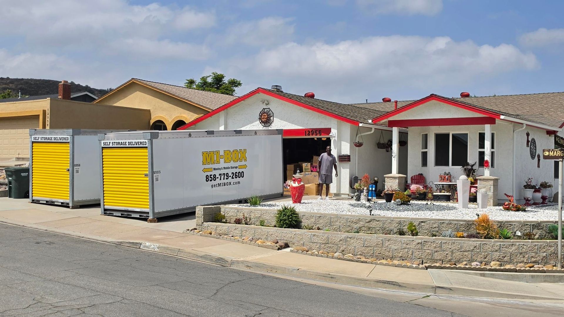 loading a 16-foot portable storage container with wrapped furniture and stacked boxes