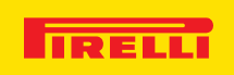 Pirelli logo in red on a yellow background