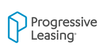 Progressive Leasing logo with blue geometric P icon and gray text