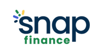 Snap Finance logo in dark blue and green on a white background