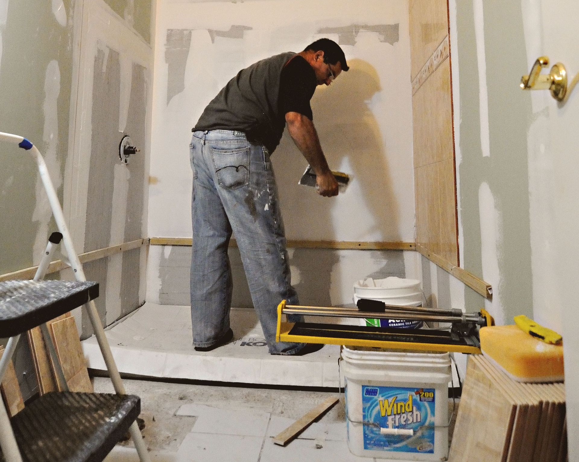 cleaning up after a bathroom renovation