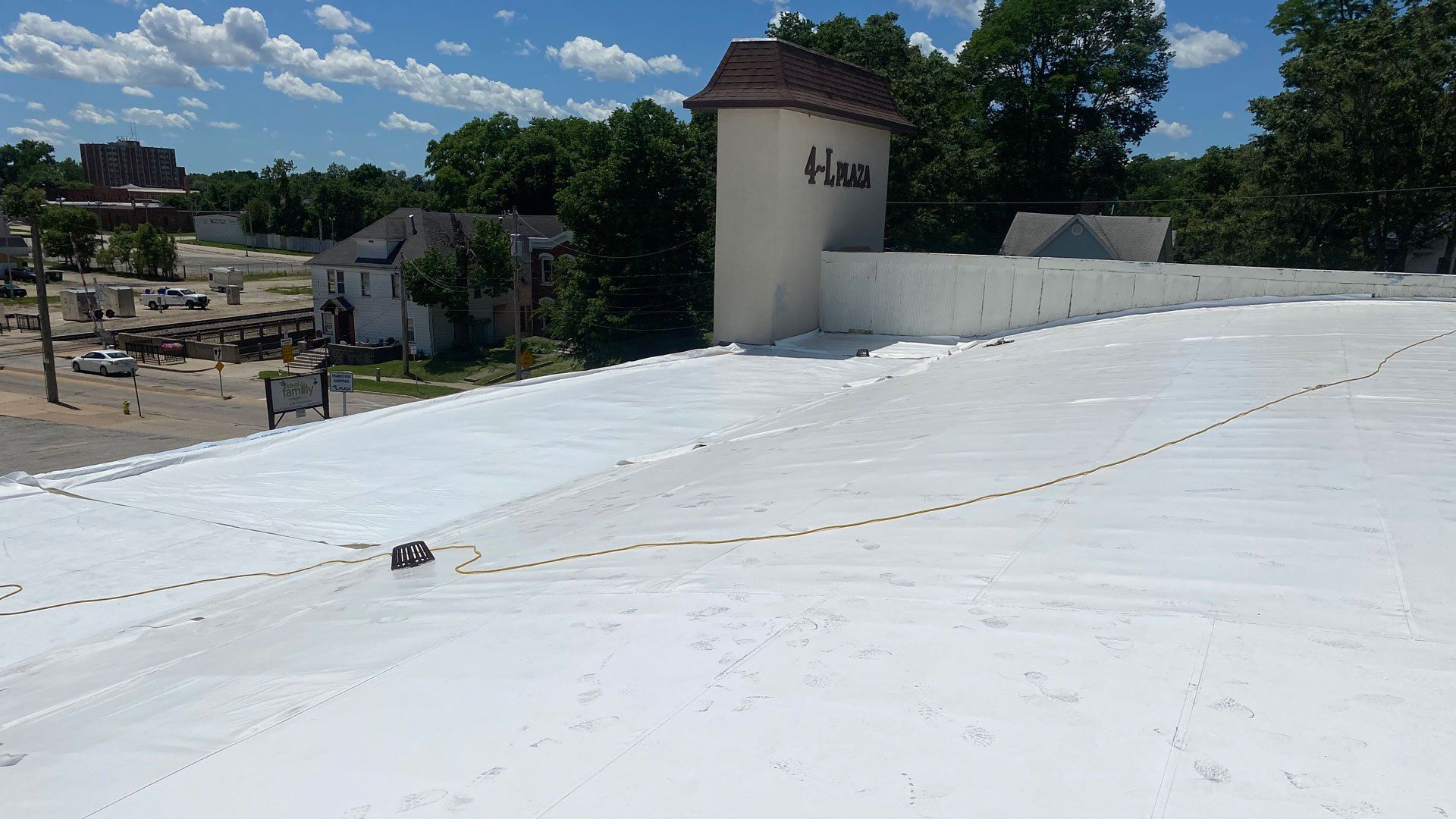 Wire on A Commercial Roof — Galesburg, IL — Templeton Roofing Company