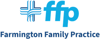 Farmington Family Practice logo with blue “ffp” text and cross icon on white background