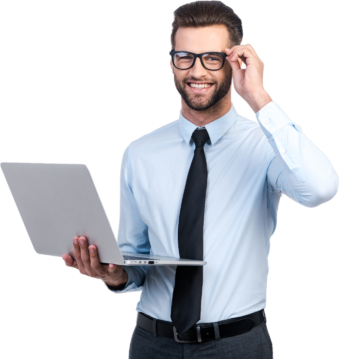 Man Holding a Laptop