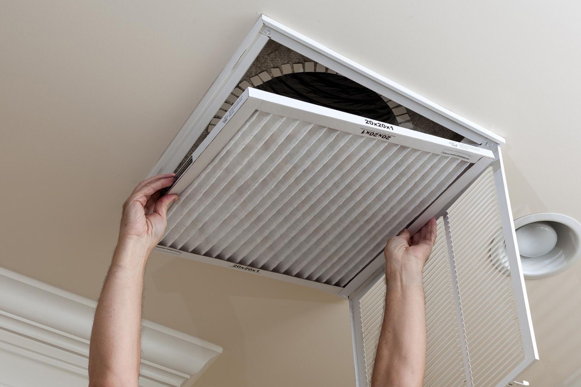 AC vent filter close-up in home HVAC system