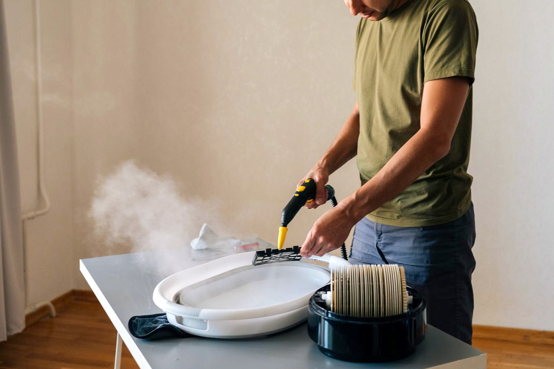 Disassembling humidifier parts for deep cleaning