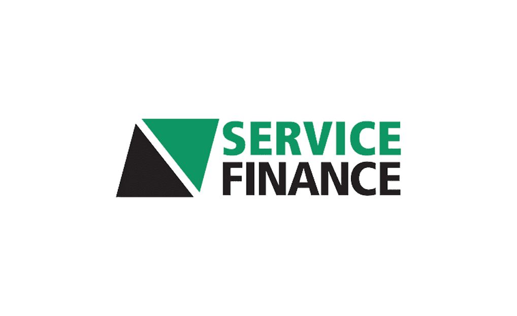 Service Finance logo in green, black, and white with stylized triangular icon.