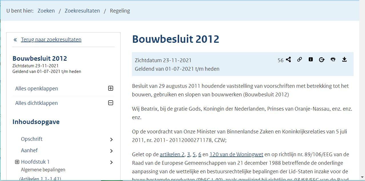 Tekst van het bouwbesluit