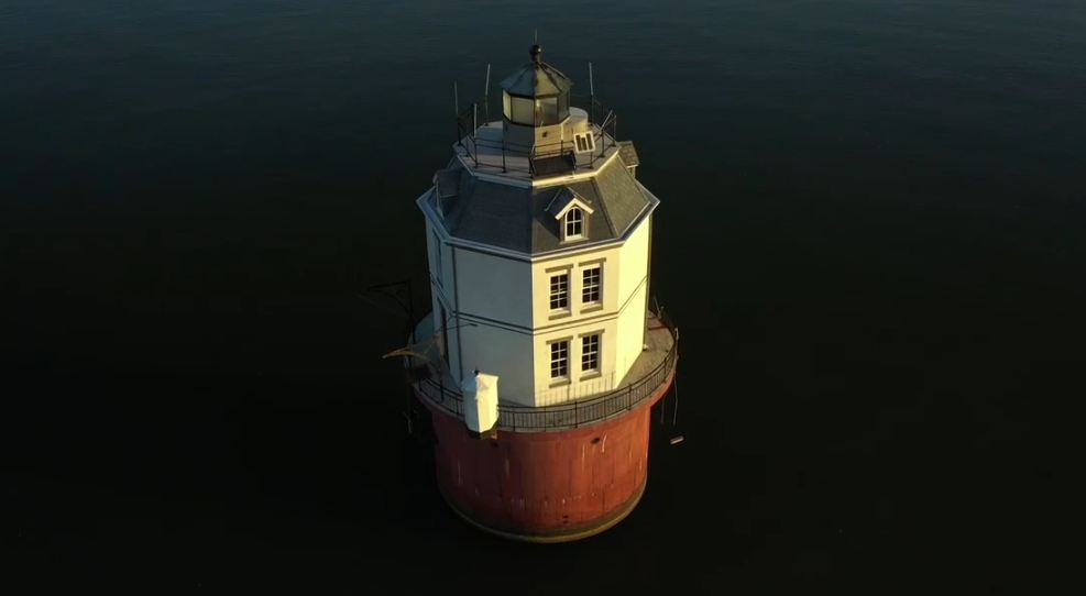 still shot from drone video of the Baltimore Light on AirVuz - used with permission