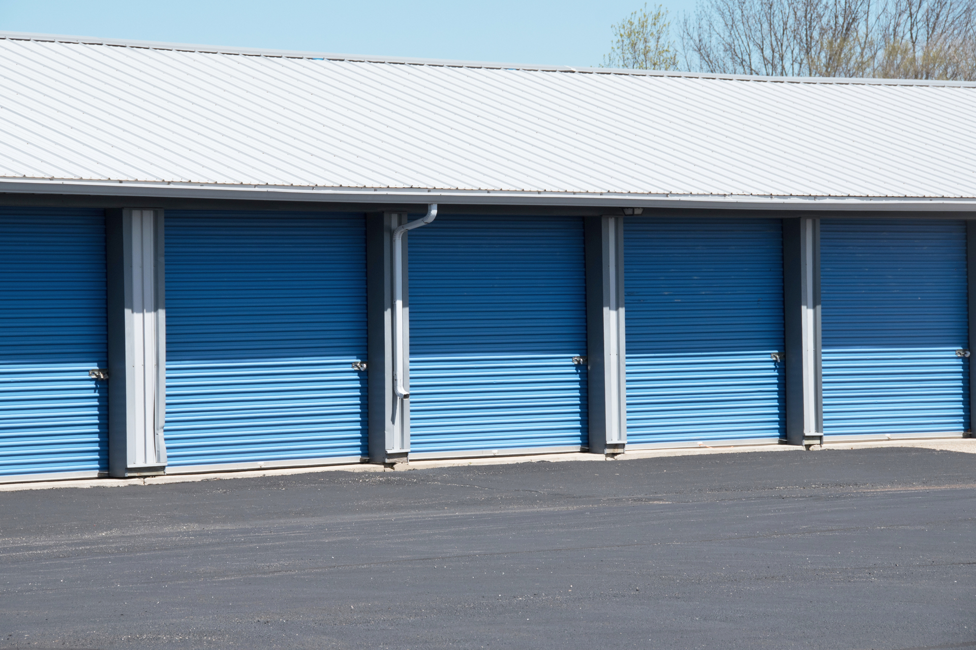 Self-service storage garage units.