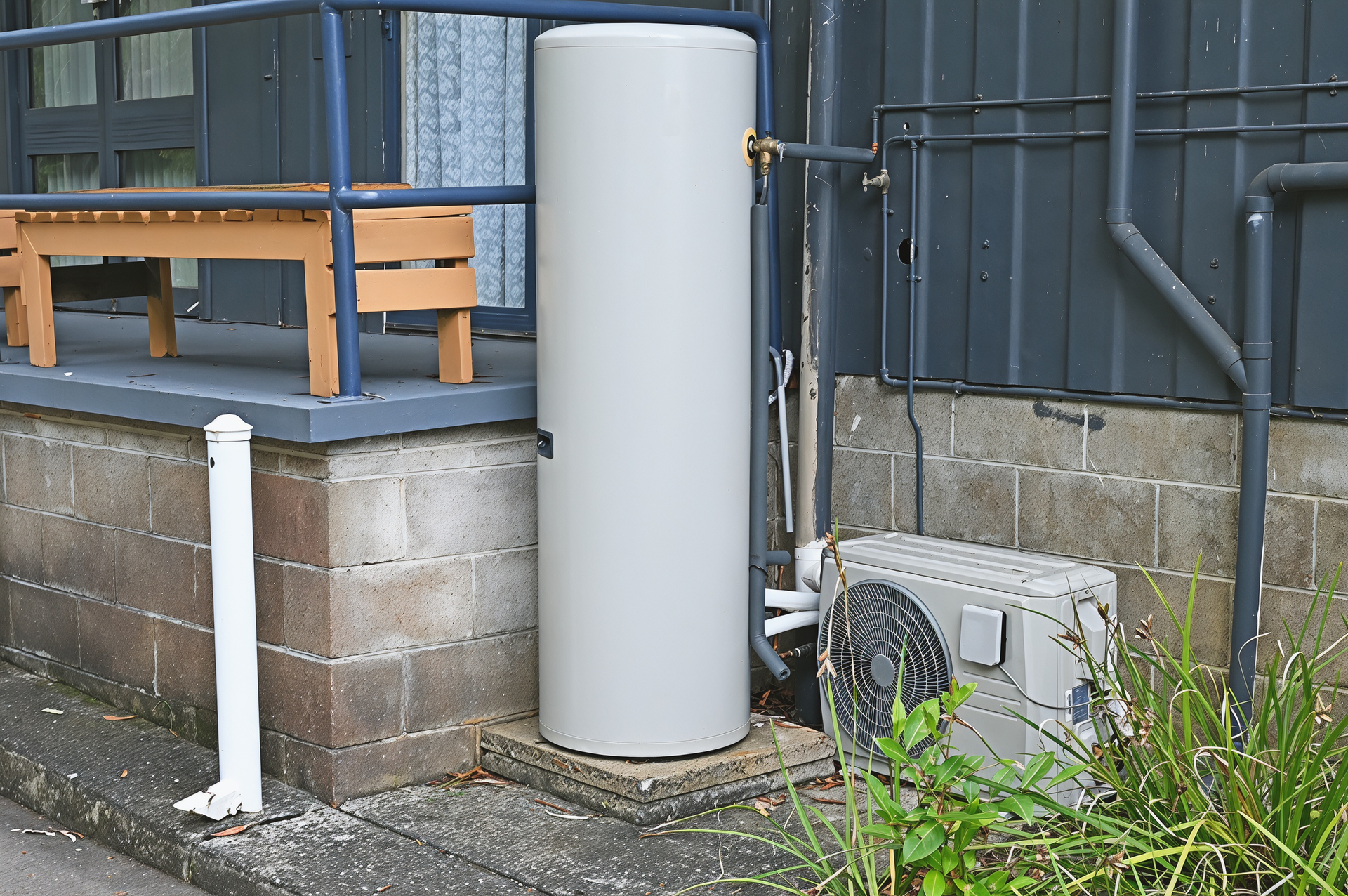 A Light Grey Heat Pump Water Heater — Hot Water Maintenance in South West Rocks, NSW