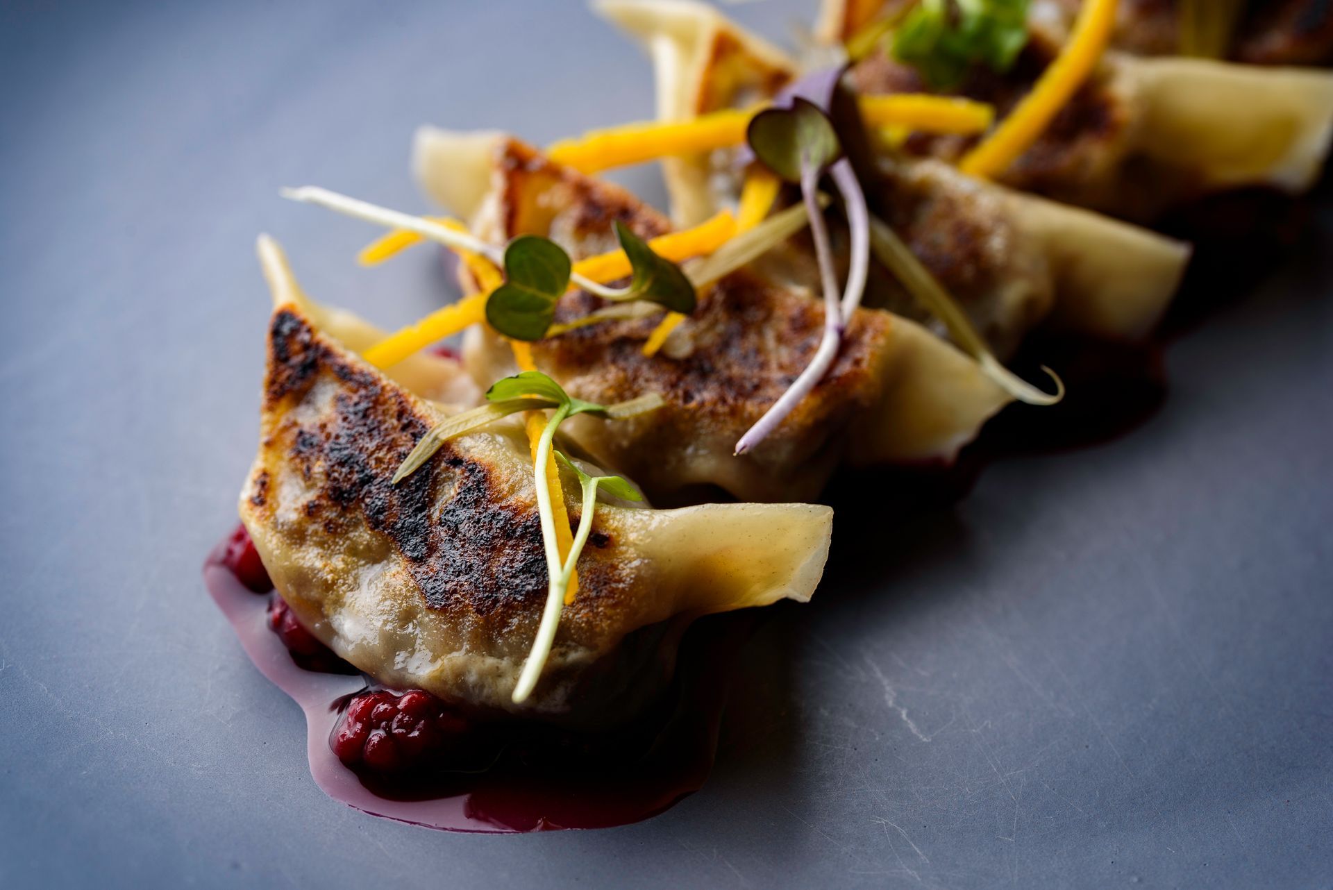 A close up of a plate of food on a table.