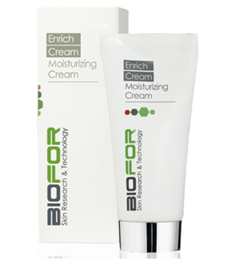 Enrich Cream moisturizing cream tube and box, white packaging with green and black text