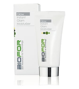 BIOFOR Glow Instant Glam Moisturizer tube and box on a white background