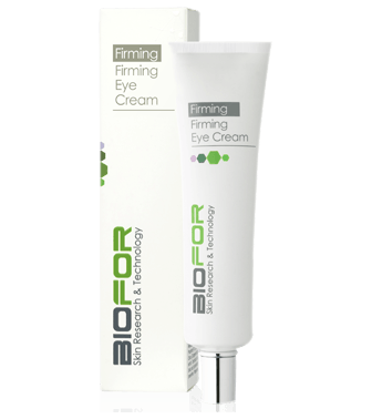BIOFOR Firming Eye Cream tube and box, white packaging with green accents